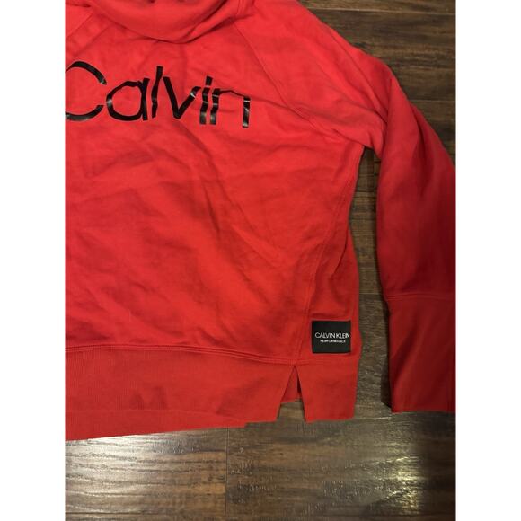 Calvin Klein Women's Red Performance Cowl Neck Sweatshirt Size M - Picture 2 of 6